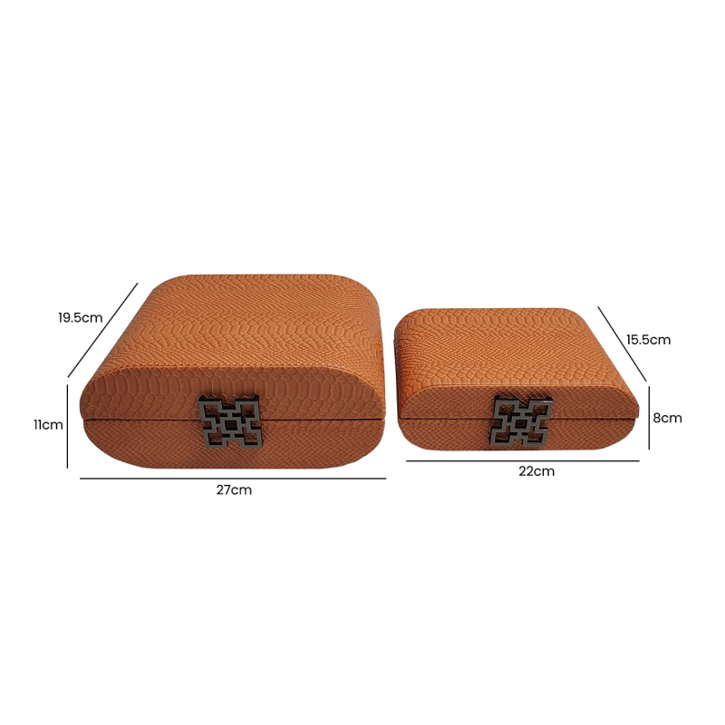 Orange Faux Leather Jewellery Boxes