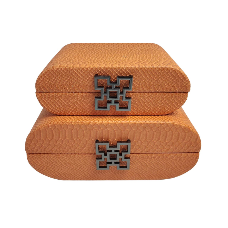 Orange Faux Leather Jewellery Boxes